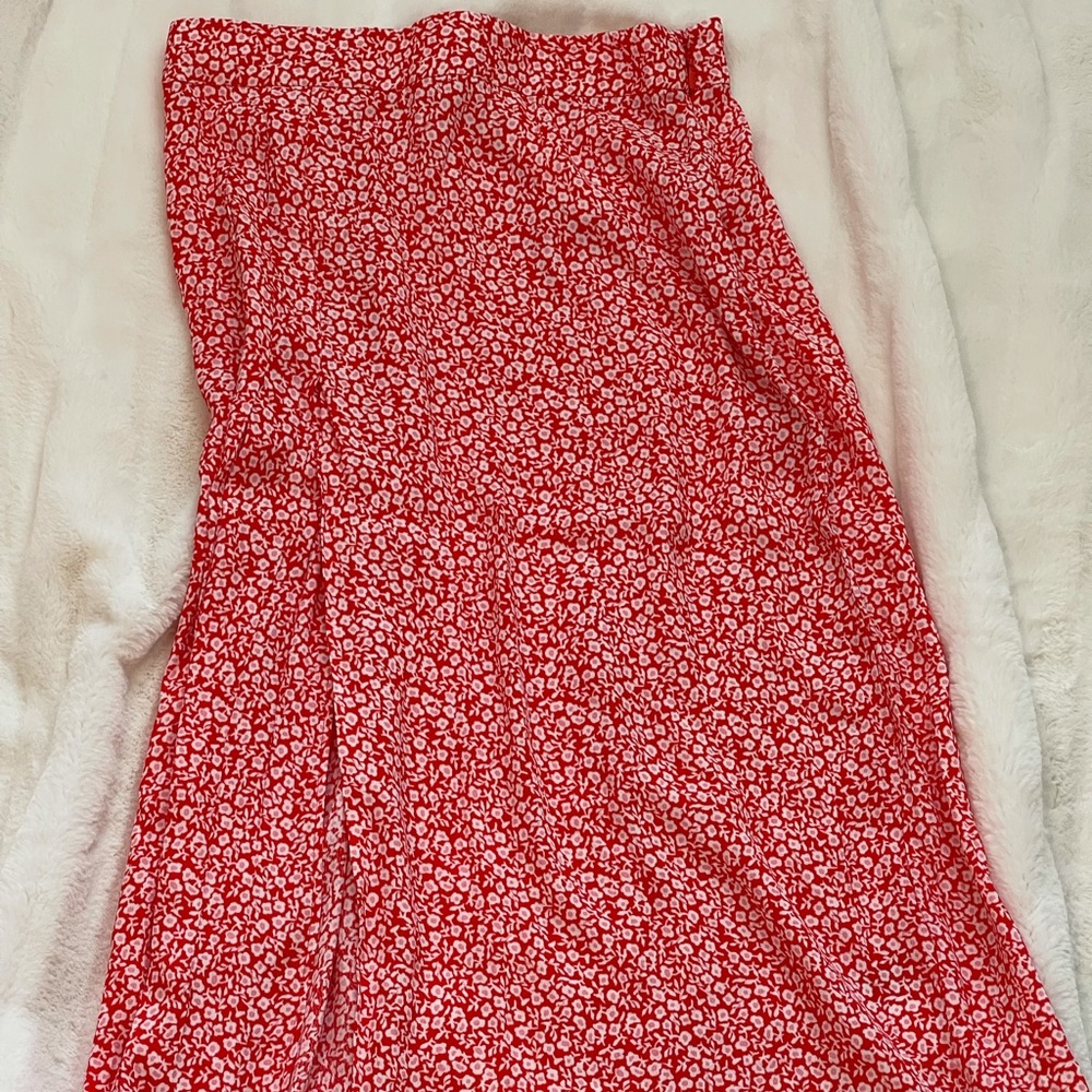 High waist floral midi skirt